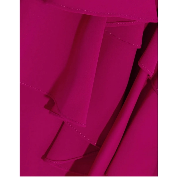 NWT Halston Heritage dress long evening gown maxi v-neck ruffle flounce 6 - Picture 7 of 8